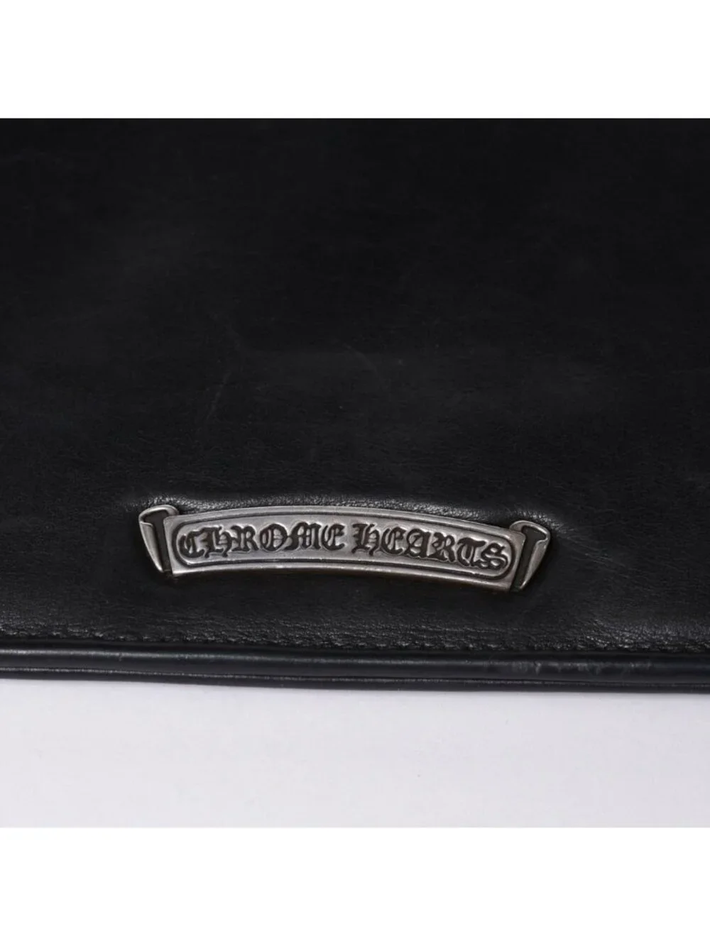 Chrome Hearts Leather Clutch Vintage Model CH Cross Decoration Dagger 925